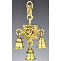 Om Symbol Solid Brass Wall Hanging Chime with Three Bells