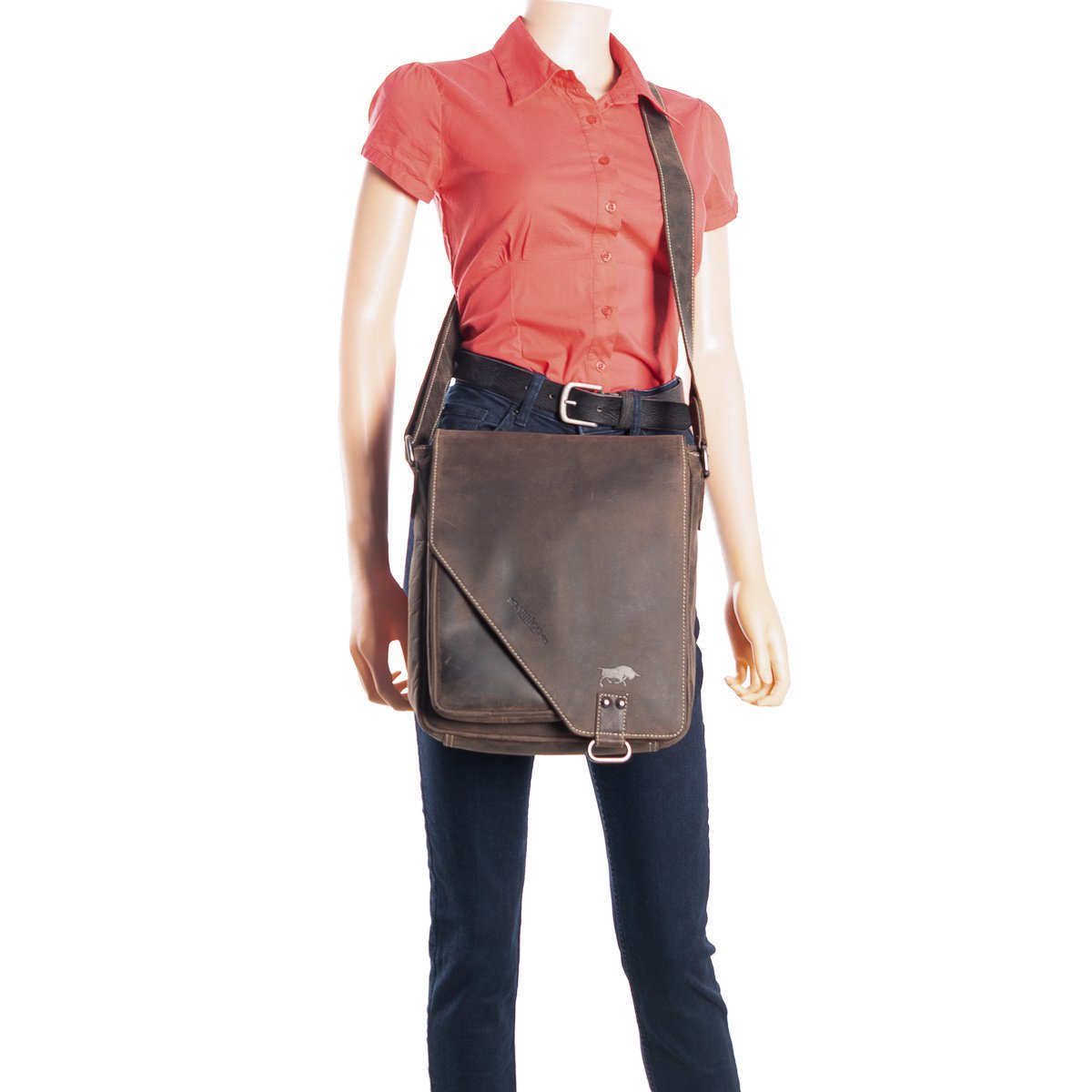Umhängetasche in 3 Farben Buffalo -Leder mit einem Wickelventil und zwei Magnetverschlüssen - Crossbody -Tasche