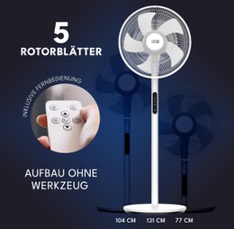 Ventilatore da terra silenzioso LIFETIME - con telecomando e display LED e 5 modalità I Risparmio energetico oscillante I Ventilatori Ventilatore da terra silenzioso per soggiorno camera da letto