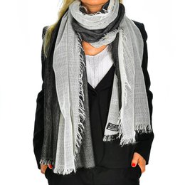 Florence Artegiani. Two-tone scarf scarf with double flap, modal and wool. Made in Italy.