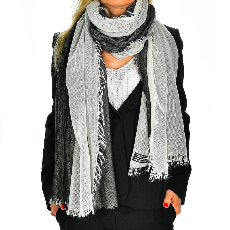 Florence Artegiani. Two-tone scarf scarf with double flap, modal and wool. Made in Italy.