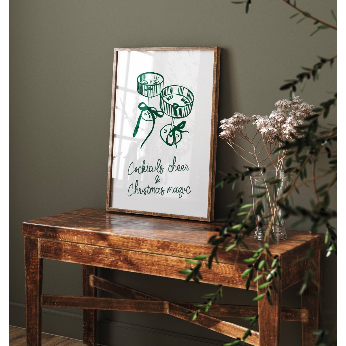 Weihnachtsposter Cocktails, purer & Weihnachtszauber, trendiges Weihnachtsposter, Cocktailposter, Retro-Weihnachtsposter