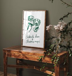 Weihnachtsposter Cocktails, purer & Weihnachtszauber, trendiges Weihnachtsposter, Cocktailposter, Retro-Weihnachtsposter
