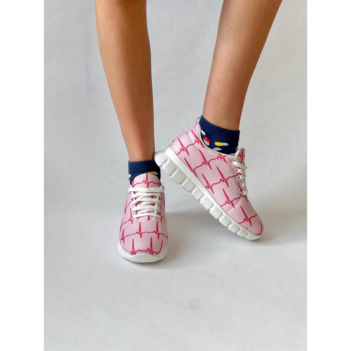 Medsocks Sneakers ECG Roze