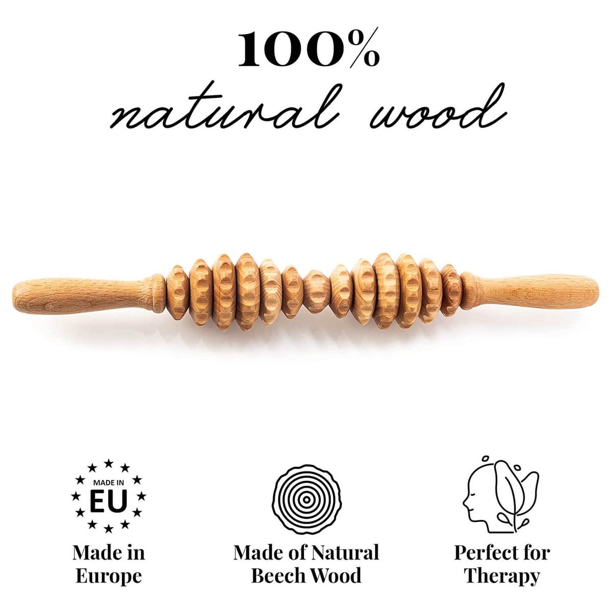 Oval Wooden Cellulite Massage Roller Lymphatic Drainage Massager Maderotherapy
