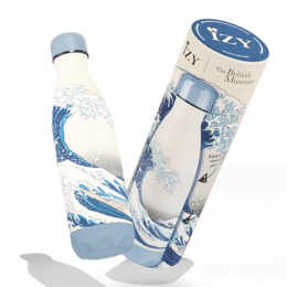 A 500ML thermos bottle featuring a design inspired by the famous "The Great Wave off Kanagawa" artwork. The bottle has a white and blue color scheme with a wave pattern, capturing the essence of the iconic Japanese artwork.