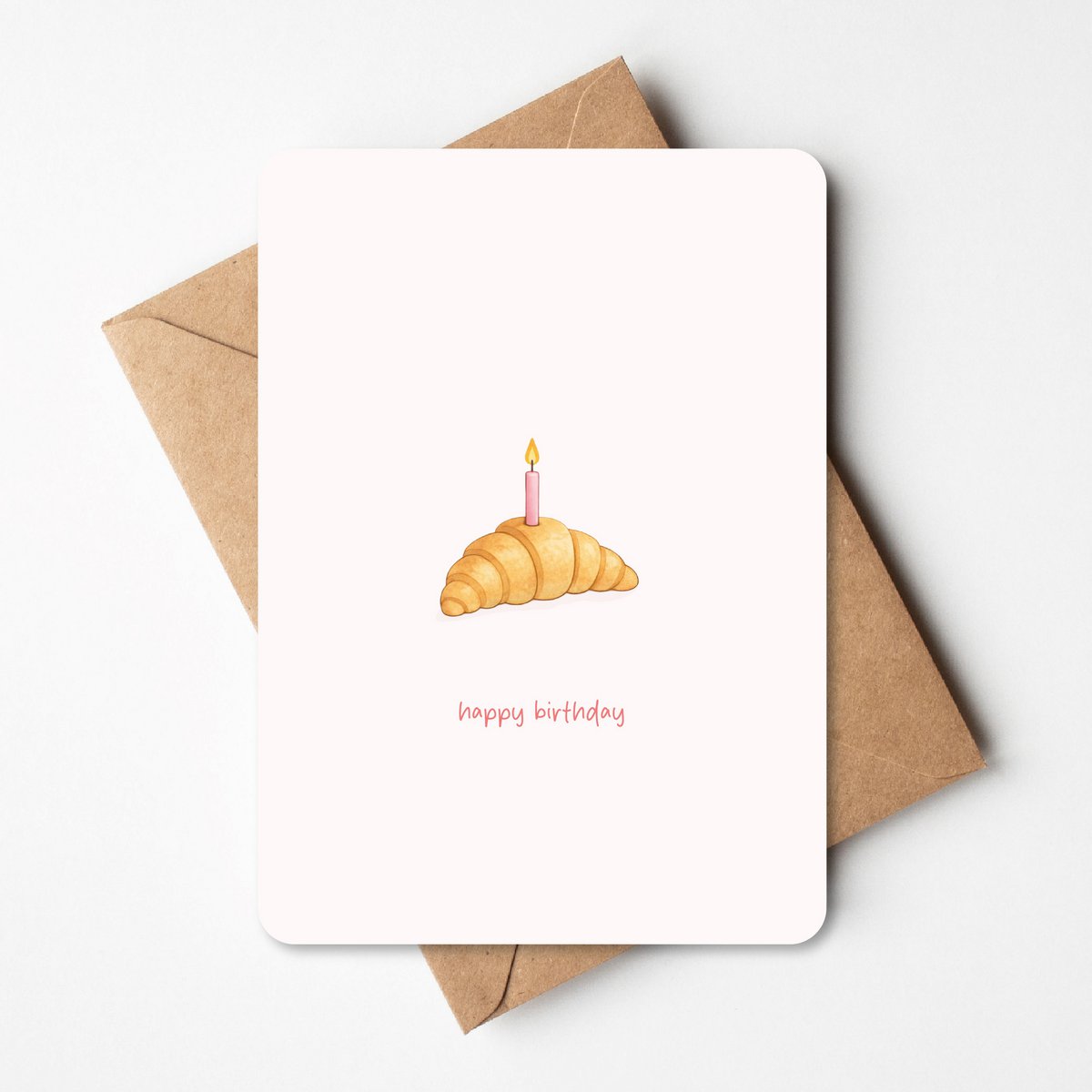 Biglietto d'auguri | Croissant con candela