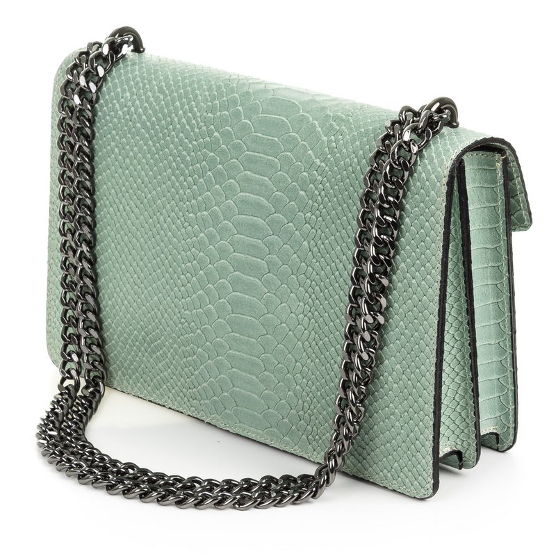 Florence Artegiani. Luce Women's Handbag. Genuine Leather Suede Engraving Snake