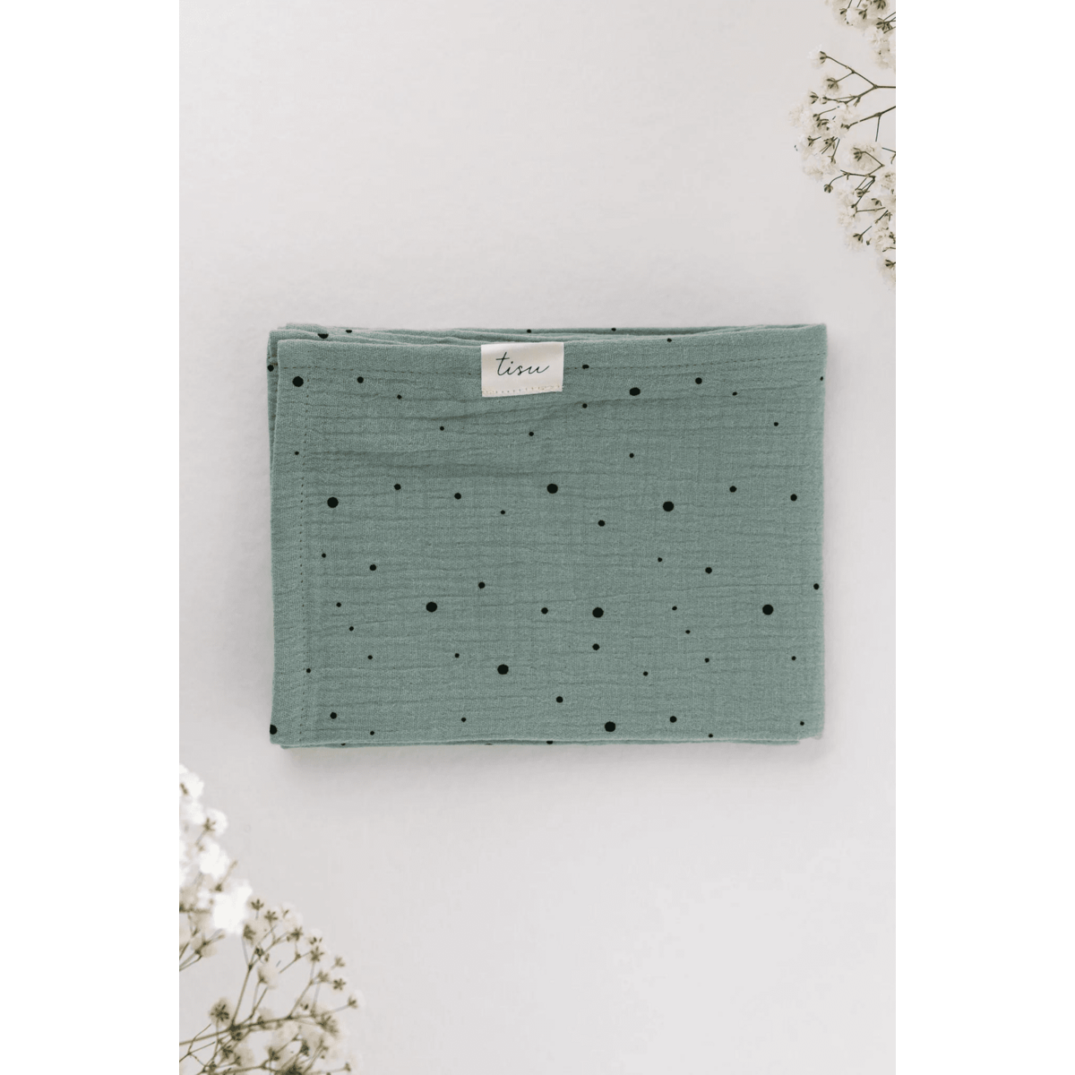 Conjunto de muselina TISU, Verde salvia + Punto blanco