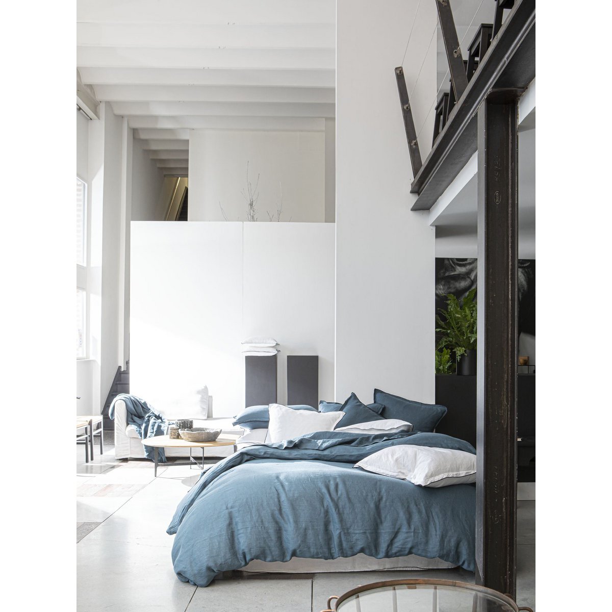 DUVET COVER 155X220CM 100% WASHED LINEN EMERALD BLUE