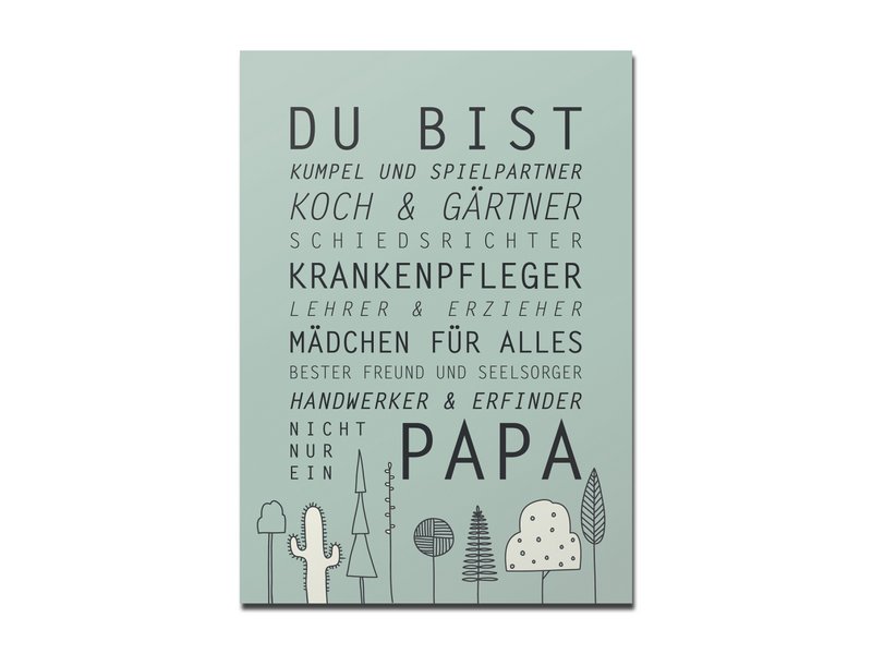 Postkort "Du er far", grønt