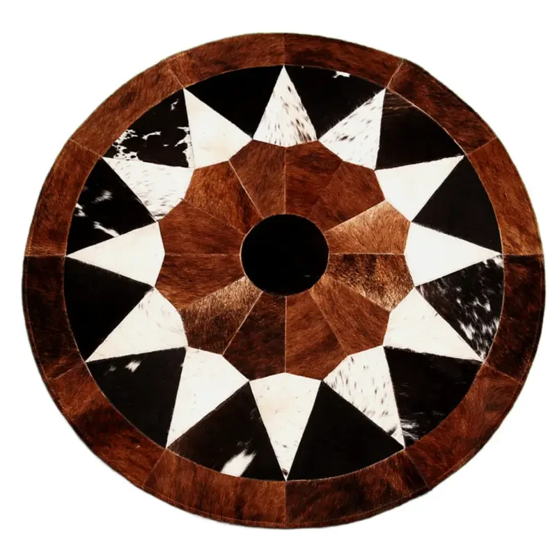 Dywan naturalny skórzany skórzany dywan | Ręcznie robiony dywan patchwork
