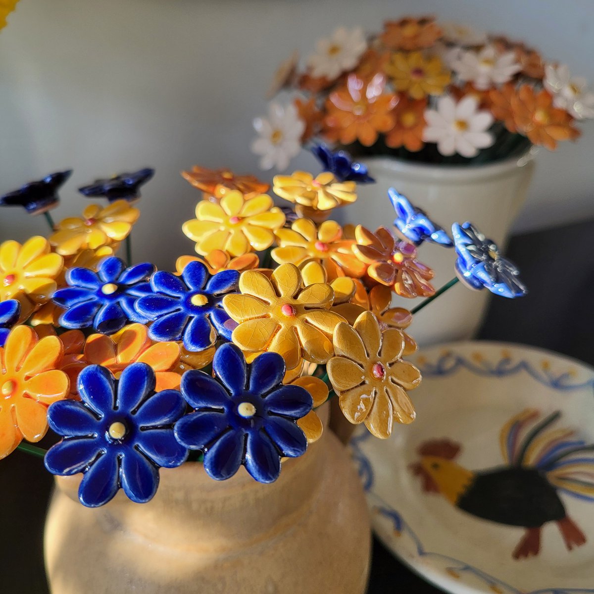 Daisy flower ceramic mini Yellow 2.5 cm