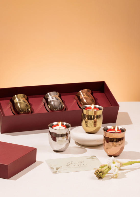 Portavelas | Regalo de velas de té de metal hechas a mano | Juego de 3