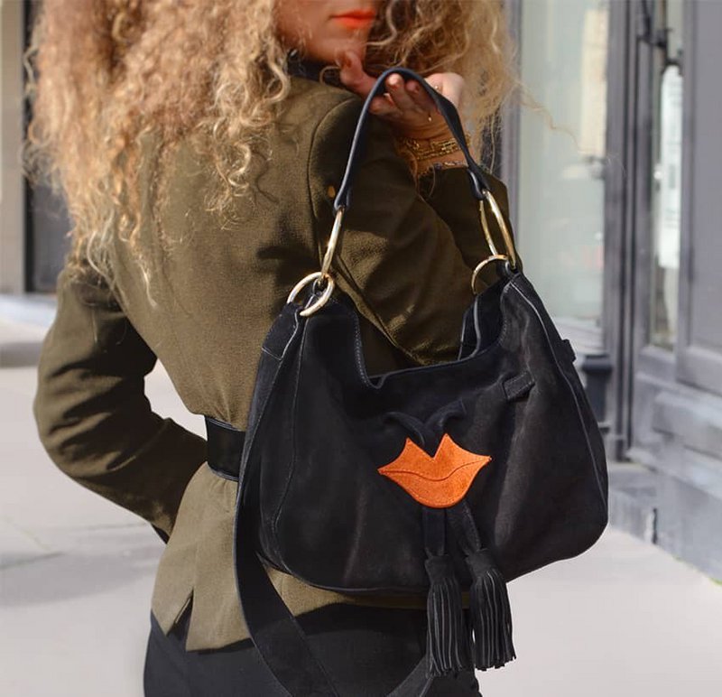 Borsa tote morbida MIKI CITY nera e arancione