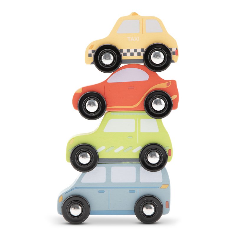 Stadtfahrzeug-Set aus Holz mit 4 Autos