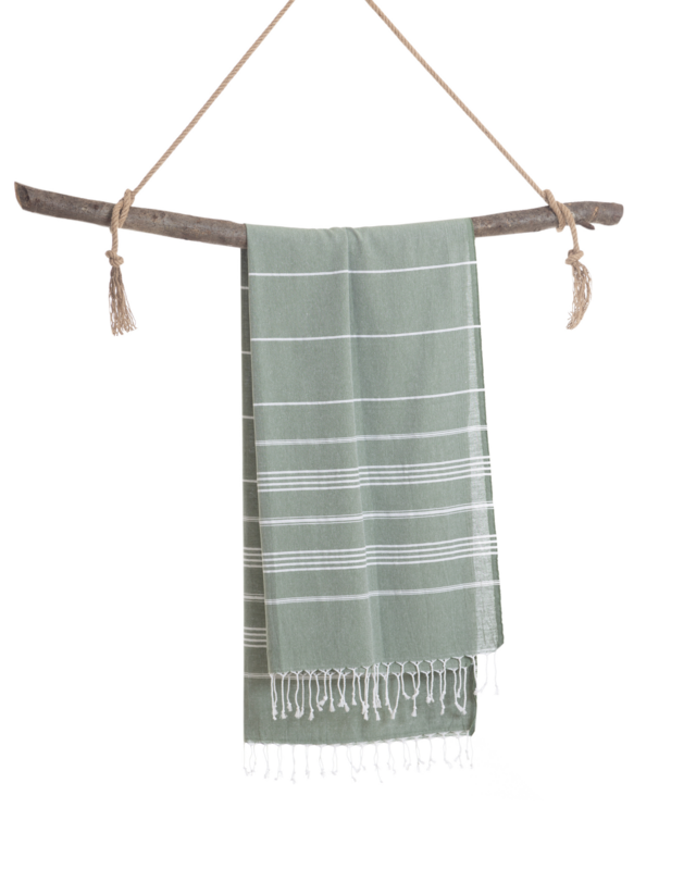 RĘCZNIK TO GO IPANEMA Bawełniany ręcznik plażowy 180x100 cm | Bez piasku | khaki | z pudełkiem upominkowym