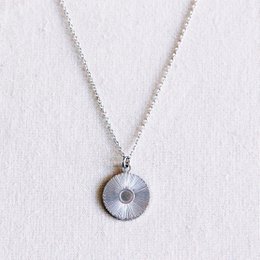Stainless steel fine chain with round fantasy charm - silver