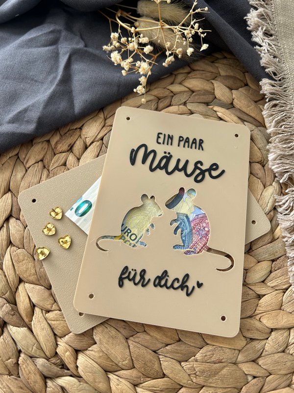 Money gift card - creative packaging for money gifts - financial injection, thank you & gift idea Thank you mice