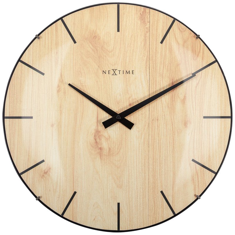 Horloge murale - 35 cm - Dôme Verre - 'Edge Wood Dome'