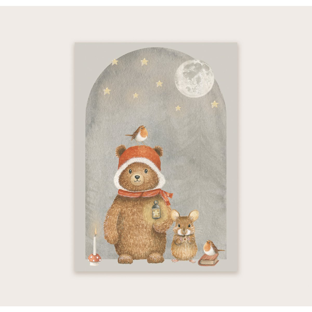 Orsetto da cartolina con topo