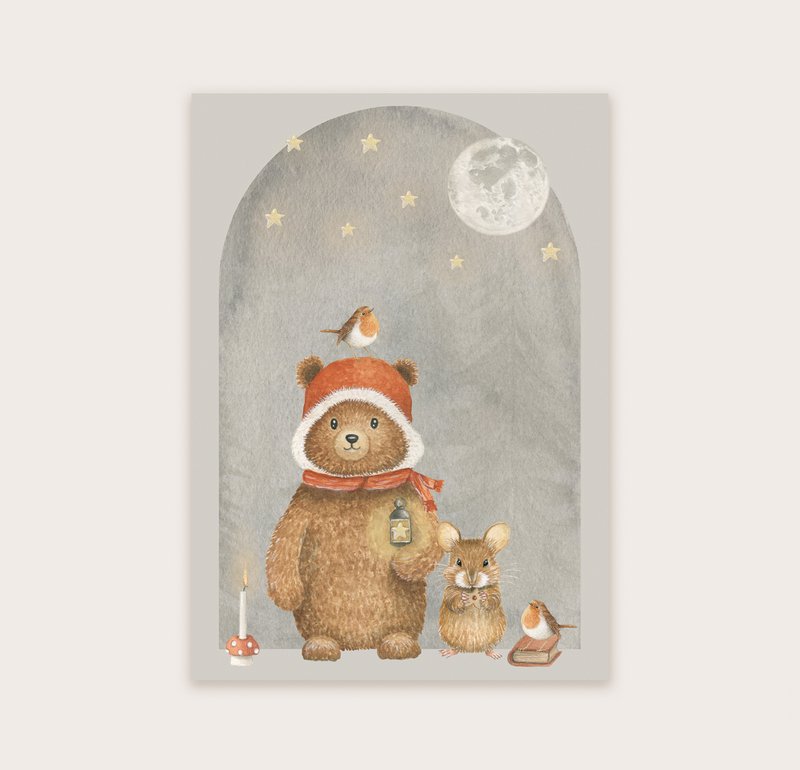 Orsetto da cartolina con topo