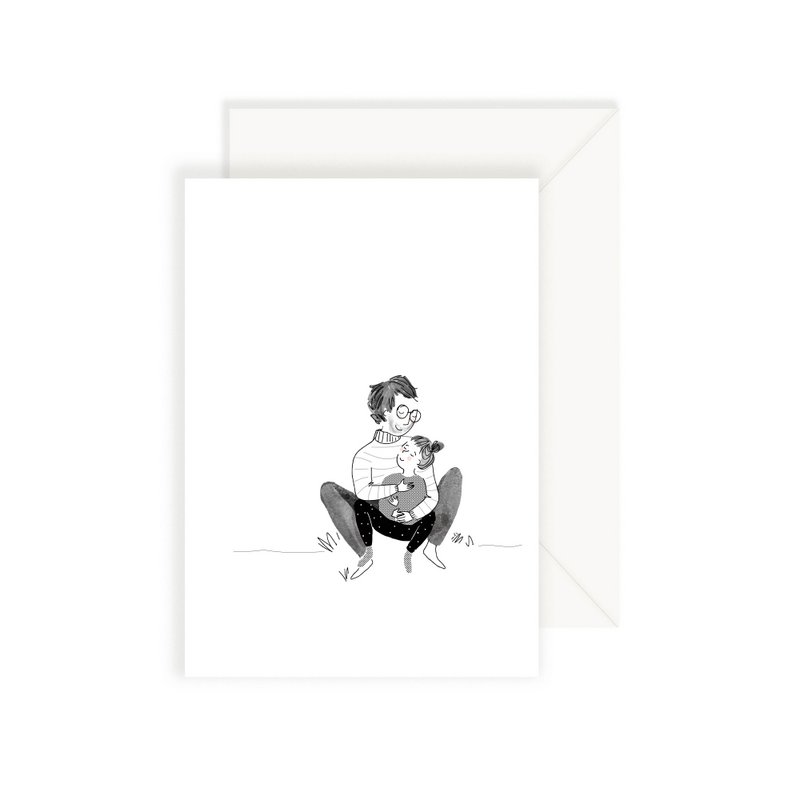 Card on your cheek Girl - Girl kisses her mom on her cheek