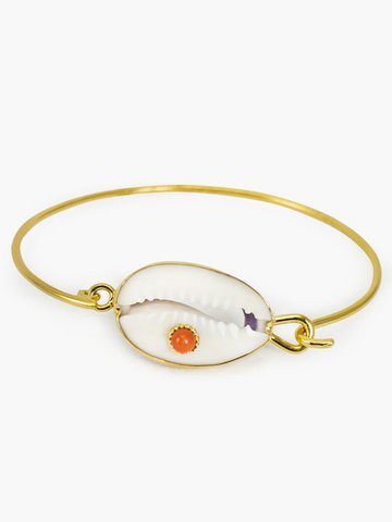 Coral & Cowrie Shell Manschette Armband