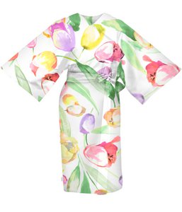 Kimono - 120x110 - weiß / rose / grün / gelb - Tulip