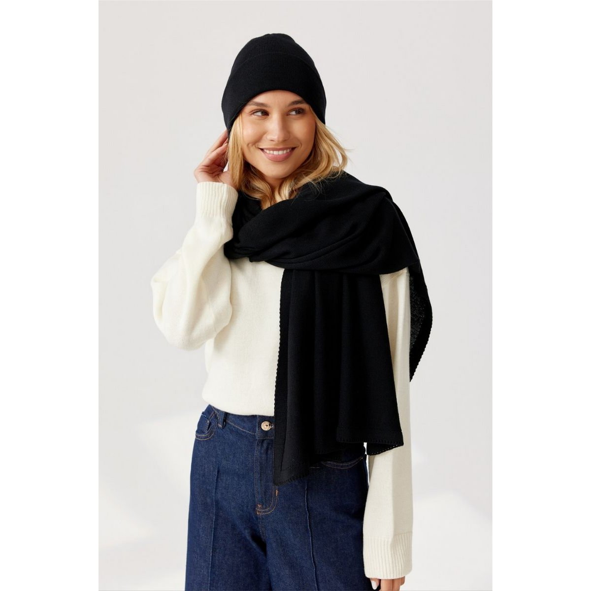 Gorro NAOMI - 100% lana merino - negro