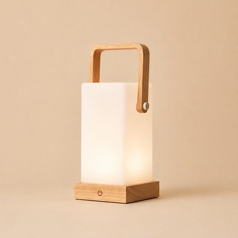 Harper Light Brown Wooden Rechargeable Lamp