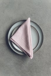 Pure linen napkins in a variety of colors and sizes, including natural linen, coffee, off-white, white, pale dogwood, frozen cranberry, rust, mustard, forest green, green moss, dark green, dusk blue, glacier gray, lavender, dusty purple, charcoal gray, graphite gray, and black. Available in 30x30 cm, 40x40 cm, 45x45 cm, 51x51 cm, and 60x60 cm sizes.
