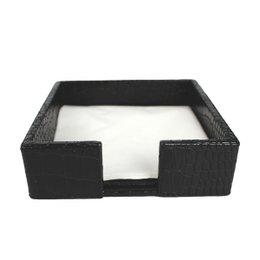 Soporte de servilleta Square S Crocodelo de cuero de cuero sintético Negro