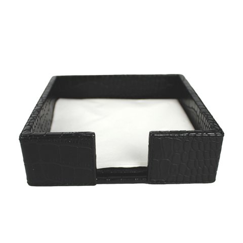 Serviettenhalter quadratisch S Kunstleder Krokoleder schwarz