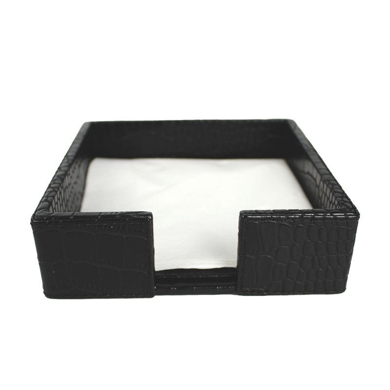 Soporte de servilleta Square S Crocodelo de cuero de cuero sintético Negro