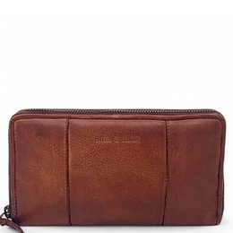 Classic zip wallet in a rich, burned cognac leather color. Features multiple compartments for cards, cash, and coins. Durable and stylish design suitable for everyday use.