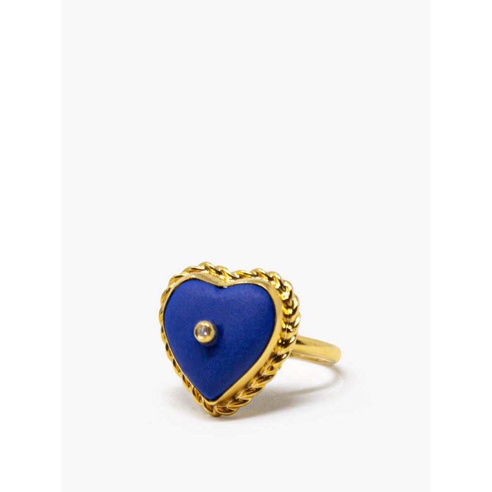 Lovelight vergulde stapelring met blauw hart