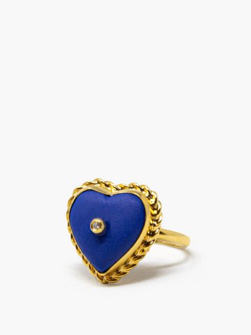 Lovelight vergulde stapelring met blauw hart