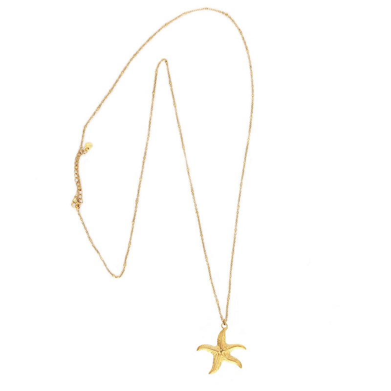 Long golden necklace starfish