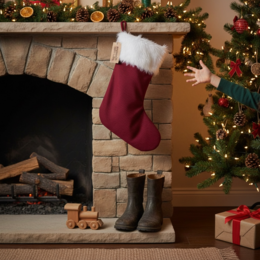 Nikolausstrumpf Santa mit Kunstfell