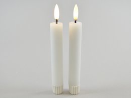LED-Stabkerze, 15 weiß, 2er-Set, 2,2x16,5cm, switch: on/off, FB optional,timer m.FB, 1xAAA