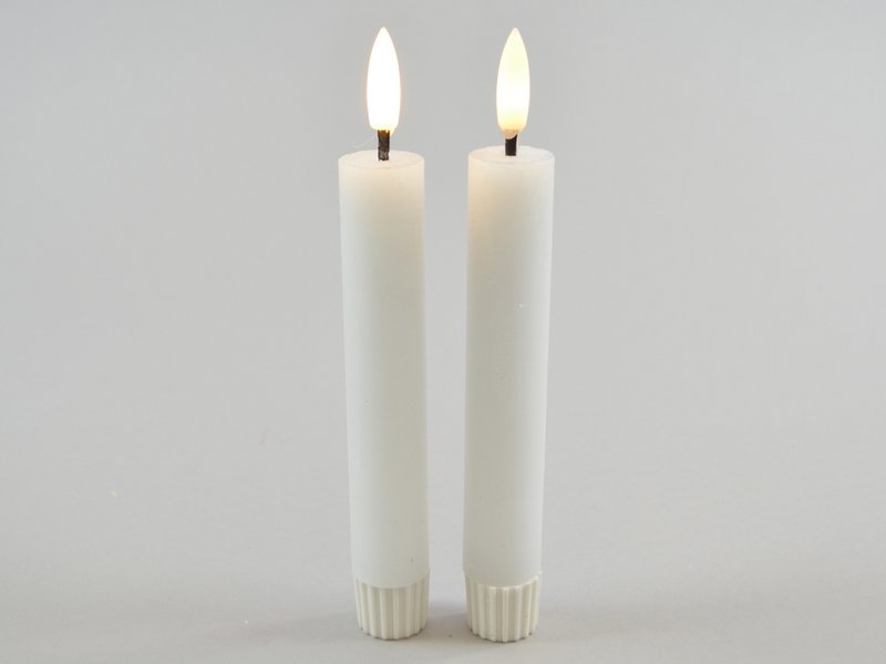 LED-Stabkerze, 15 weiß, 2er-Set, 2,2x16,5cm, afbryder: tænd/sluk, FB valgfri, timer m.FB, 1xAAA
