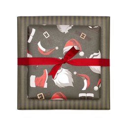 Grünes Weihnachts- Geschenkpapier mit Nikolaus Outfit und grünen Streifen, edles Geschenkpapier Weihnachtsmann , Weihnachts- Geschenkpapier Männer
