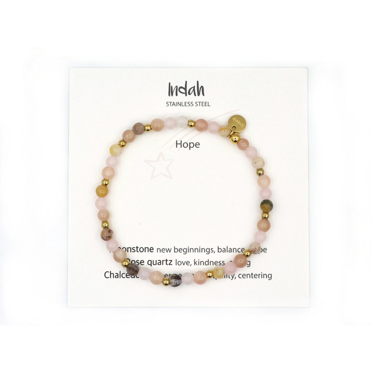 Natuursteen armband hope,zilver en goud