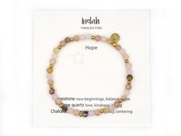 Natuursteen armband hope,zilver en goud