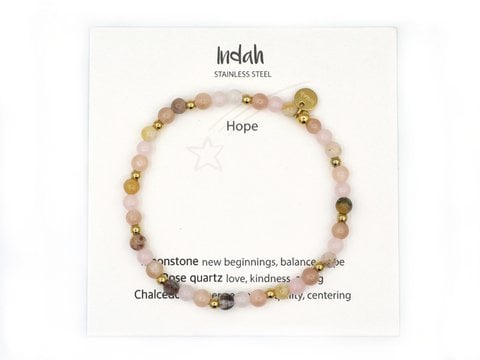 Natuursteen armband hope,zilver en goud
