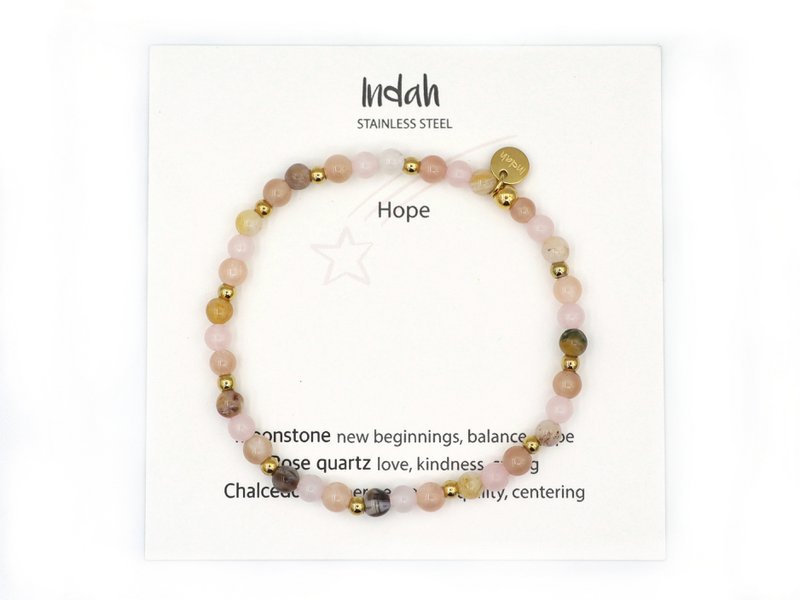 Natuursteen armband hope,zilver en goud