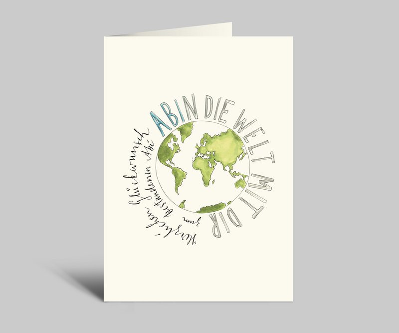 Greeting card to the Abitur | School final card with envelope | Abin the world with you