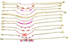 S-E6.3 B221-482-6 S. stalen armband ingesteld op Cushion-12-st poze roze