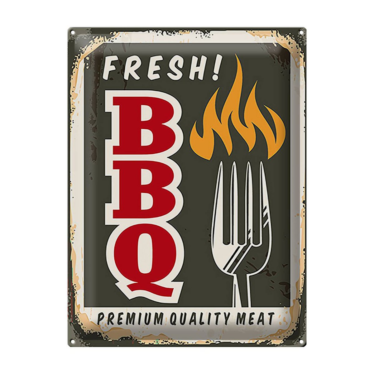Blechschild Retro 30x40 fresh! BBQ Premium Quality meat